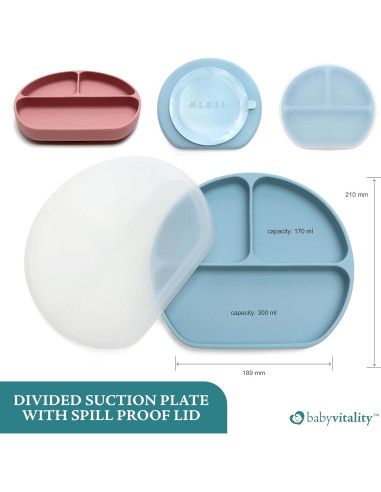 Juego de Alimentación de Silicona BabyVitality 5 Piezas Rosa