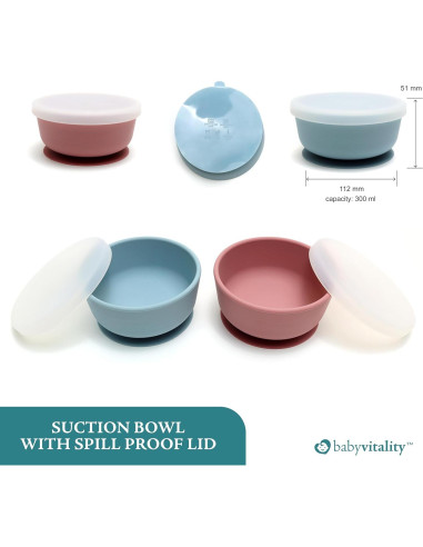 Juego de Alimentación de Silicona BabyVitality 5 Piezas Rosa