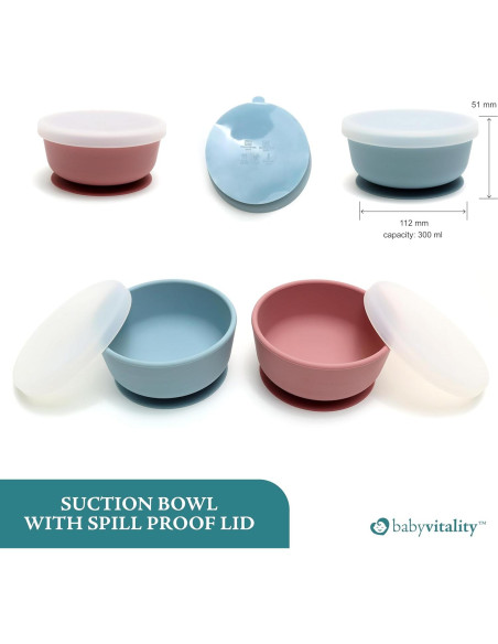 Juego de Alimentación de Silicona BabyVitality 5 Piezas Rosa