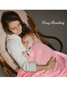 Manta de Muselina para Bebés HardNok 109x109 cm Floral Rosa 2