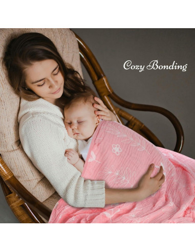 Manta de Muselina para Bebés HardNok 109x109 cm Floral Rosa