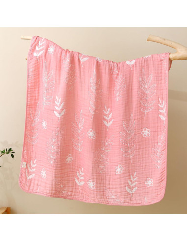 Manta de Muselina para Bebés HardNok 109x109 cm Floral Rosa
