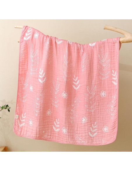 Manta de Muselina para Bebés HardNok 109x109 cm Floral Rosa