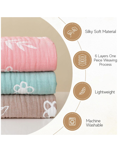 Manta de Muselina para Bebés HardNok 109x109 cm Floral Rosa