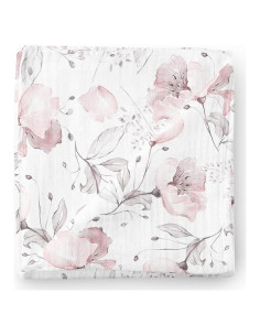 Manta de Muselina Aenne Baby Floral Rosa 119cm x 119cm