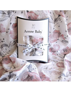 Manta de Muselina Aenne Baby Floral Rosa 119cm x 119cm 2