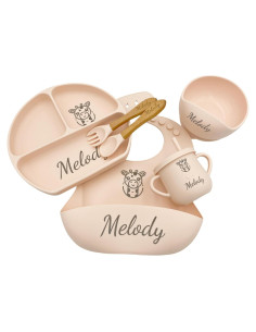 Juego de Alimentación Personalizado 6 Piezas Bebés Silicona
