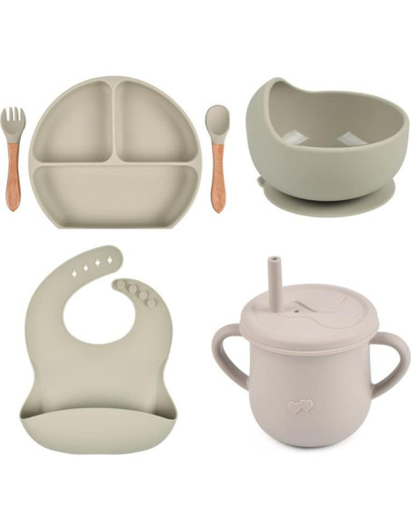 Juego de Alimentación Personalizado 6 Piezas Bebés Silicona