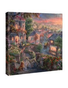 Lienzo Thomas Kinkade Disney La Dama y el Vagabundo 35.5 cm
