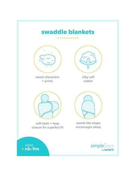 Mantas de Envueltas de Algodón Unisex Carter's - Paquete de 2