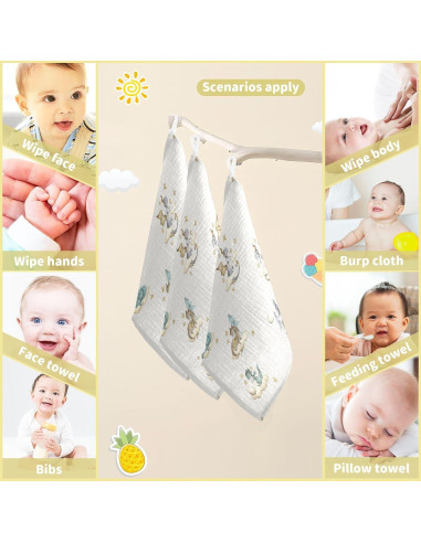 Paños de Muselina para Bebés vvfelixl 30x30 cm 3 Piezas