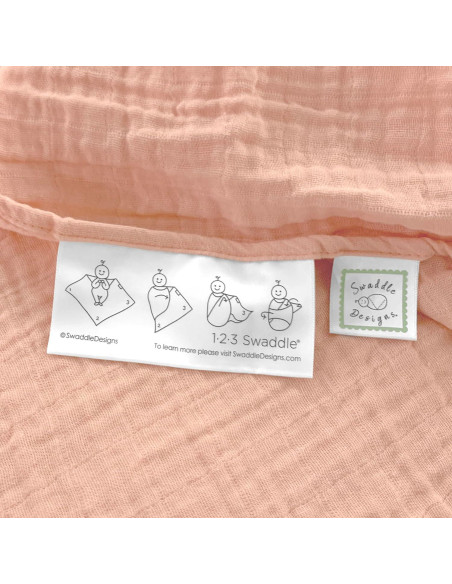 Manta de Muselina de Algodón SwaddleDesigns 116x116 cm Melocotón