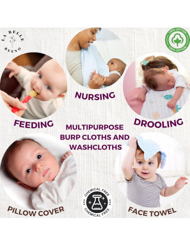 Conjunto de 12 Pañales de Muselina La Belle Beeno - Bebés