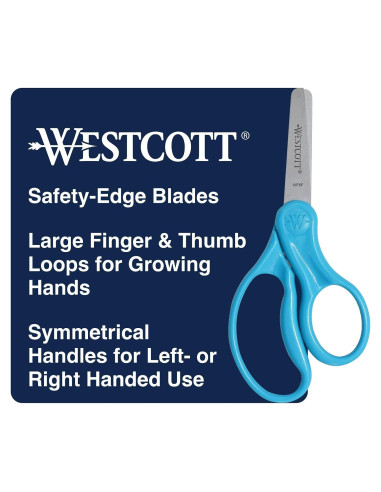Tijeras Westcott 15968 para Niños, Punta Roma 12.7 cm Azul Neón