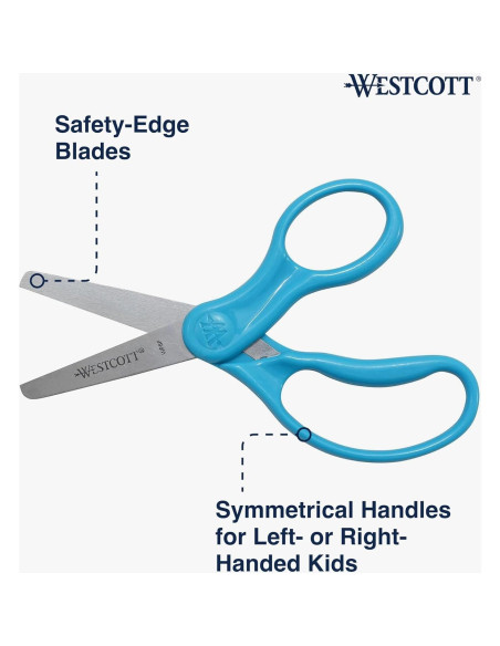 Tijeras Westcott 15968 para Niños, Punta Roma 12.7 cm Azul Neón Tijeras Westcott 15968 para Niños, Punta Roma 12.7 cm Azul Neón