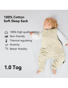 Saco de Sueño BubblePanda 100% Algodón 1.0 Tog para Bebés 6-12 Meses 2