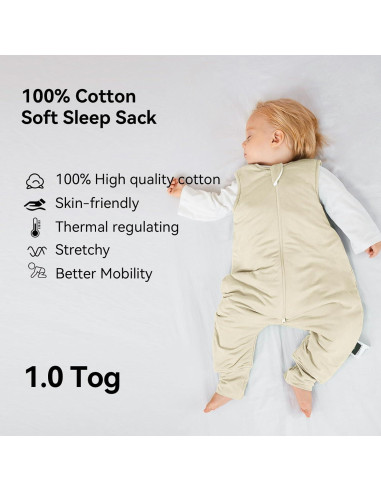 Saco de Sueño BubblePanda 100% Algodón 1.0 Tog para Bebés 6-12 Meses