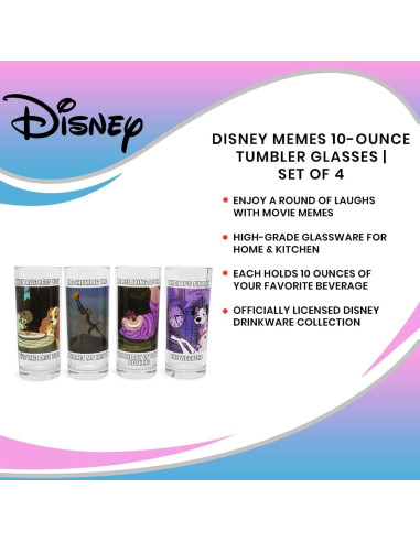 Conjunto de 4 Vasos Tumbler Disney Silver Buffalo 295 ml
