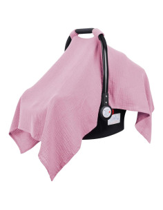 Cubierta de Asiento de Coche Metplus Rosa Pálido - Muselina 100% Algodón, Ligera y Transpirable