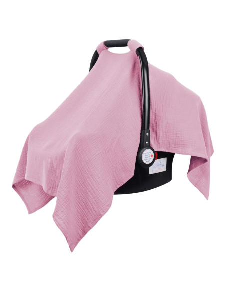 Cubierta de Asiento de Coche Metplus Rosa Pálido - Muselina 100% Algodón, Ligera y Transpirable