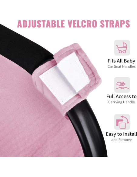 Cubierta de Asiento de Coche Metplus Rosa Pálido - Muselina 100% Algodón, Ligera y Transpirable