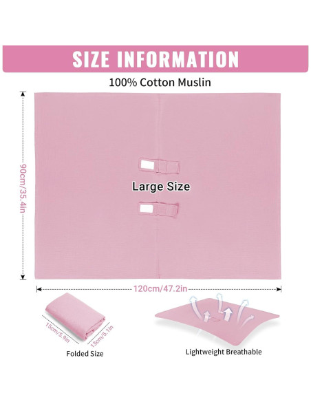 Cubierta de Asiento de Coche Metplus Rosa Pálido - Muselina 100% Algodón, Ligera y Transpirable