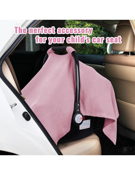 Cubierta de Asiento de Coche Metplus Rosa Pálido - Muselina 100% Algodón, Ligera y Transpirable