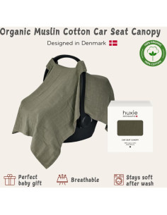Funda de Asiento de Coche Huxie 100% Algodón Orgánico Verde Salvia 2