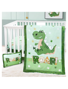 Juego de Ropa de Cuna Cloele Dinosaurio Verde 4 Piezas