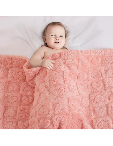 Manta para Bebé Excervent 3D Cuadrillé Rosa 76x102 cm