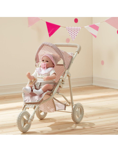 Carrito de Muñecas Jogging Olivia's Little World Rosa y Crema