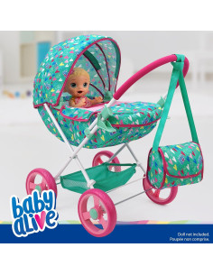 Carrito Deluxe para Muñecas Baby Alive - Verde y Rosa - 46 cm 2