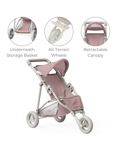 Carrito de Muñecas Jogging Olivia's Little World Rosa y Crema