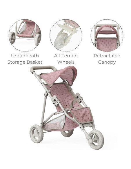 Carrito de Muñecas Jogging Olivia's Little World Rosa y Crema