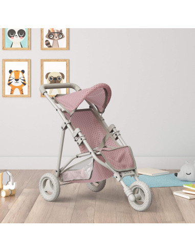 Carrito de Muñecas Jogging Olivia's Little World Rosa y Crema