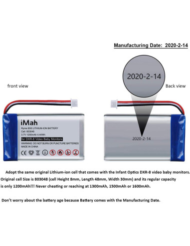 Batería de litio recargable iMah para monitor Infant Optics DXR-8