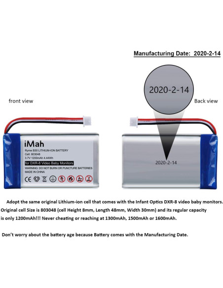 Batería de litio recargable iMah para monitor Infant Optics DXR-8