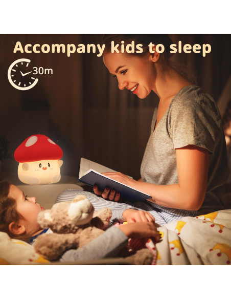 Lámpara de Noche de Hongo AVEKI Rojo Recargable Táctil