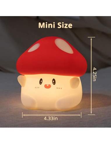 Lámpara de Noche de Hongo AVEKI Rojo Recargable Táctil