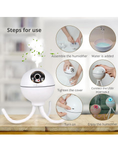 Humidificador Ultrasónico Pulpo Genérico 400ml con Luz Nocturna 2