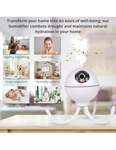 Humidificador Ultrasónico Pulpo Genérico 400ml con Luz Nocturna