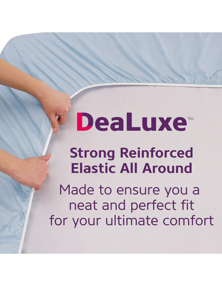 Sábana Ajustable Queen DeaLuxe Microfibra 16 Pulgadas Azul Bebé