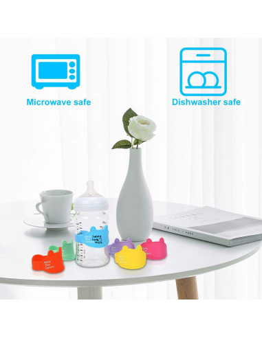 Etiquetas de Silicona Reutilizables para Biberones Foretoo - 6 Pzas