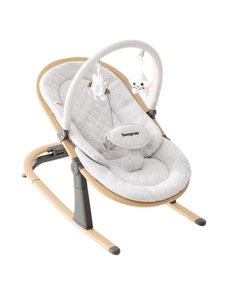 Silla Balancín Swegrow para Bebés - 2 en 1, Ajustable, Blanco