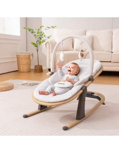 Silla Balancín Swegrow para Bebés - 2 en 1, Ajustable, Blanco