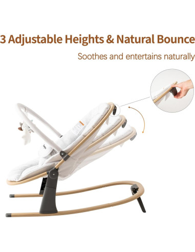 Silla Balancín Swegrow para Bebés - 2 en 1, Ajustable, Blanco