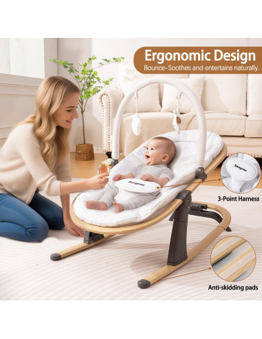 Silla Balancín Swegrow para Bebés - 2 en 1, Ajustable, Blanco