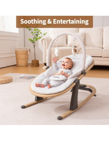 Silla Balancín Swegrow para Bebés - 2 en 1, Ajustable, Blanco