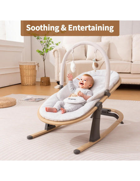 Silla Balancín Swegrow para Bebés - 2 en 1, Ajustable, Blanco