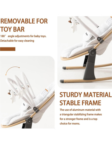 Silla Balancín Swegrow para Bebés - 2 en 1, Ajustable, Blanco